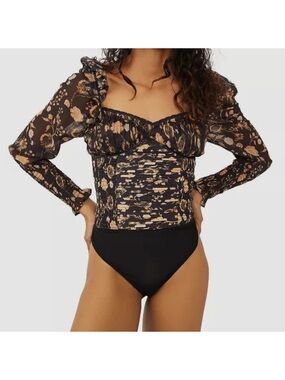 Free People Brunch Date floral bodysuit  size XS NWT